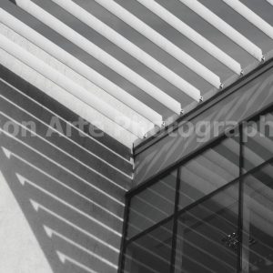 Black and white minimalist architecture photography with chevron shadows at Swansea Marina by Bon Arte Photography