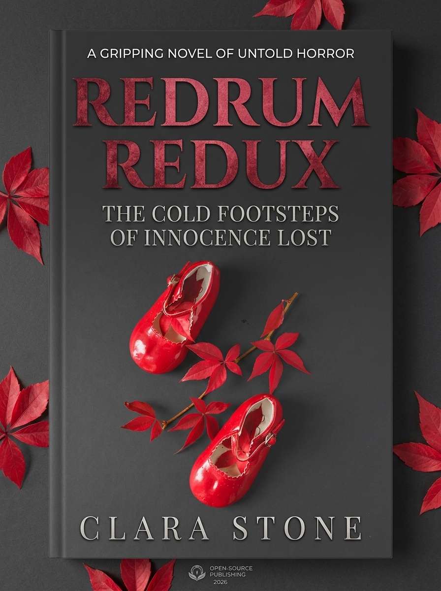 red children shoes leaves footsteps book cover design mockup by bon arte photography A realistic paperback mystery fiction novel mockup showcasing title layout typography over a crimson children shoes footsteps photography background by Bon Arte Photography.